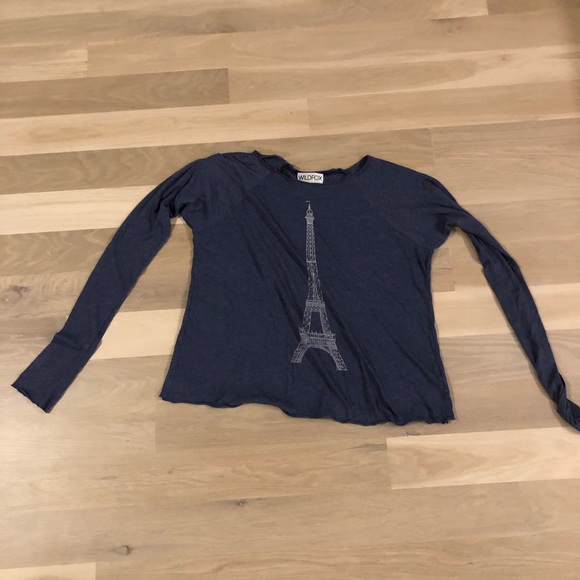 Wild fox Eiffel Tower Long Sleeve Blue Size L - Picture 2 of 7